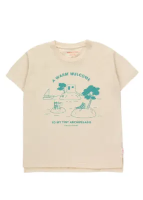 Tiny Cottons Warm Welcome Tee-dark vanilla/ light teal