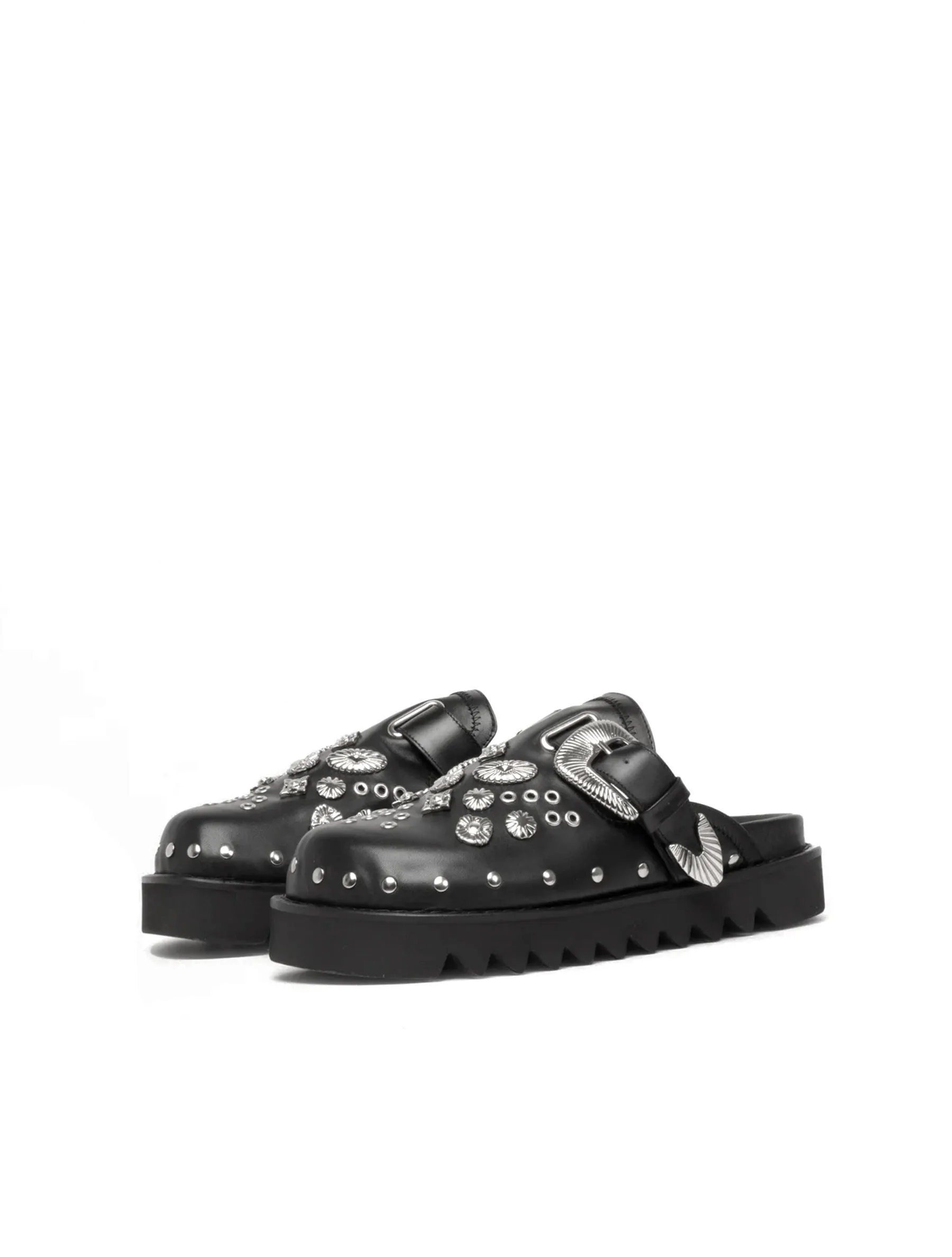 Toga Pulla Black Leather Studded Loafer