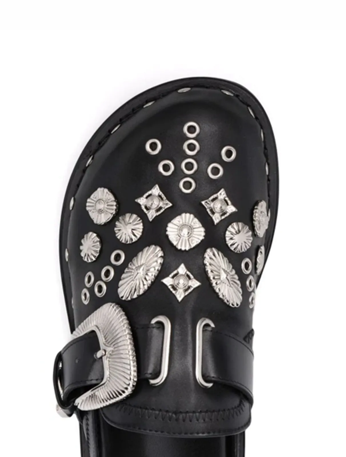 Toga Pulla Black Leather Studded Loafer