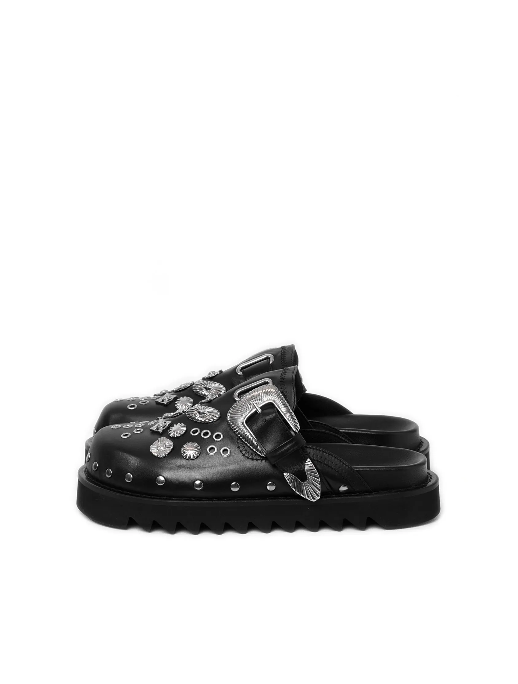 Toga Pulla Black Leather Studded Loafer