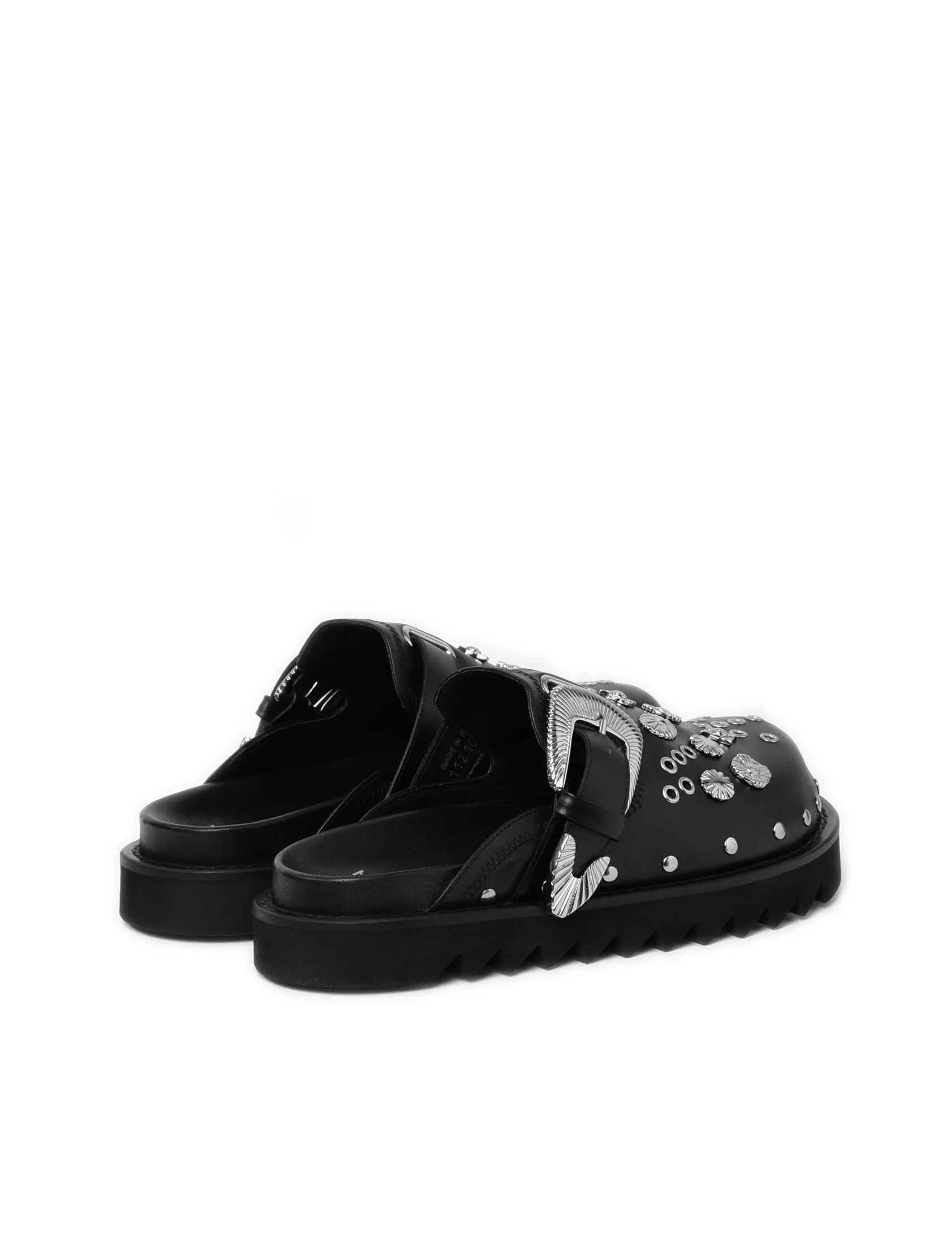 Toga Pulla Black Leather Studded Loafer