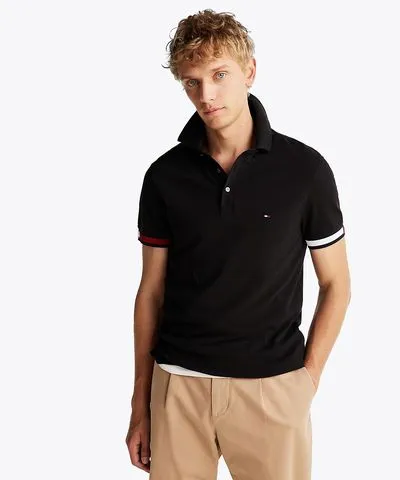 Tommy Hilfiger Men's Slim Fit Flag Cuff Polo