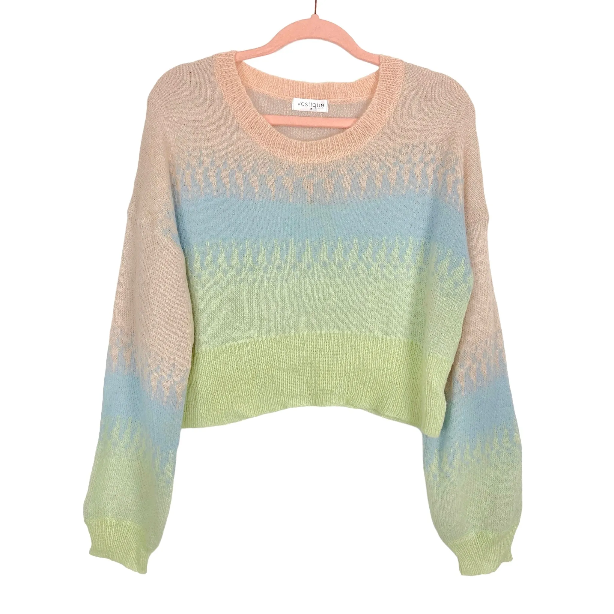 Vestique Pastel Ombre Up in the Clouds Cropped Sweater NWT- Size M (sold out online)