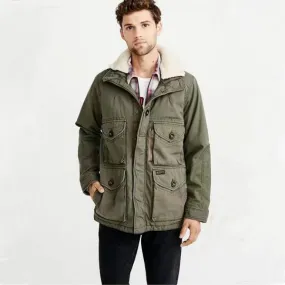 Vintage multi-pocket winter jacket for men