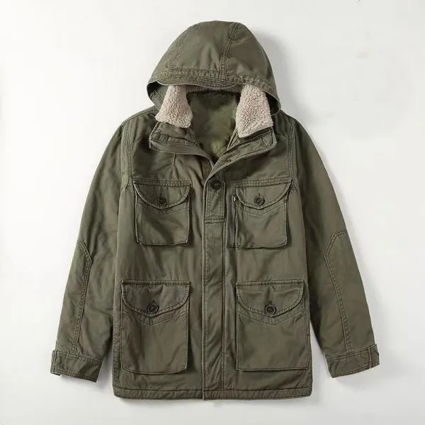 Vintage multi-pocket winter jacket for men