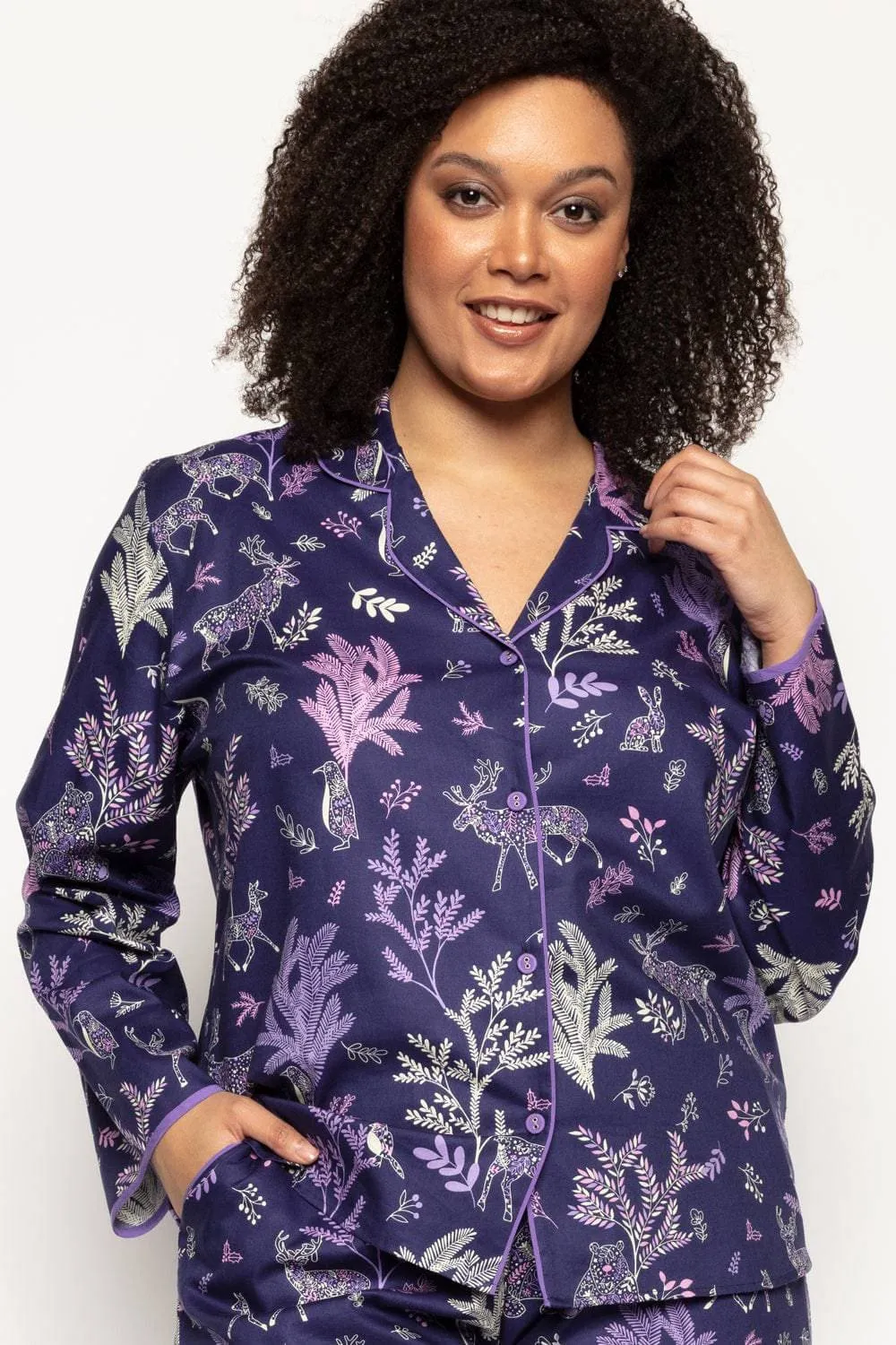 Violet Forest Animal Print Pyjama Top