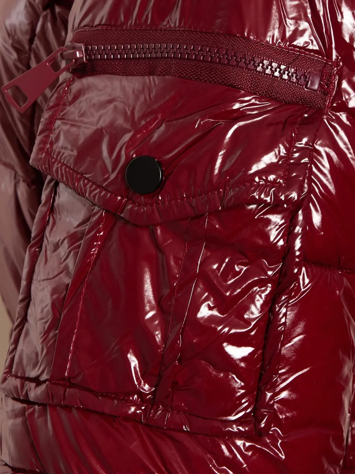 Wet Look Shiny Vinyl Puffer Coat with Faux Fur, UK Sizes 8 to 16