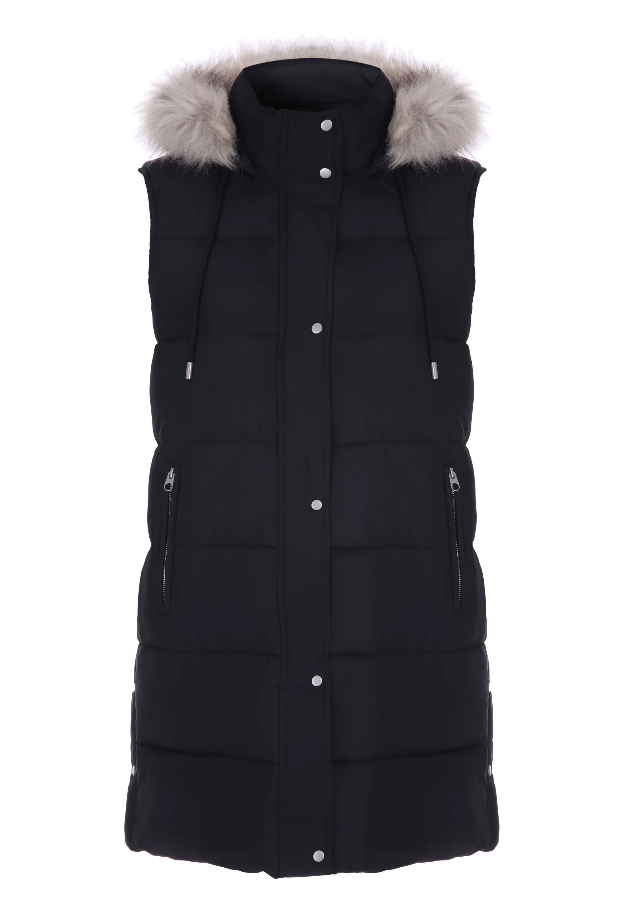 Womens Black Padded Hooded Gilet Jacket