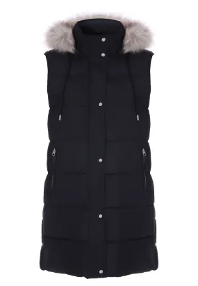 Womens Black Padded Hooded Gilet Jacket