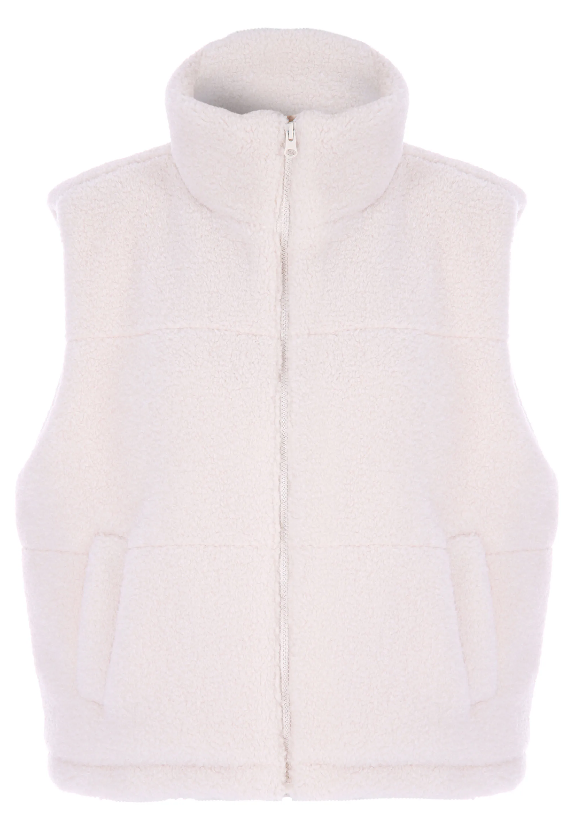 Womens Cream Padded Borg Gilet Jacket