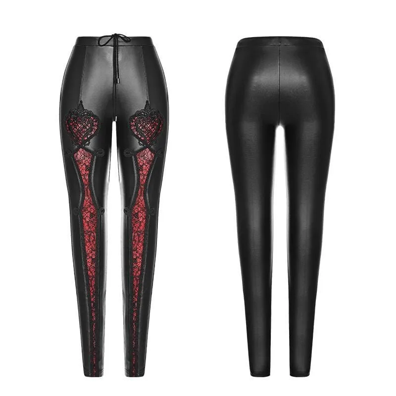 Women's Goth Punk Lace Inset Leggings