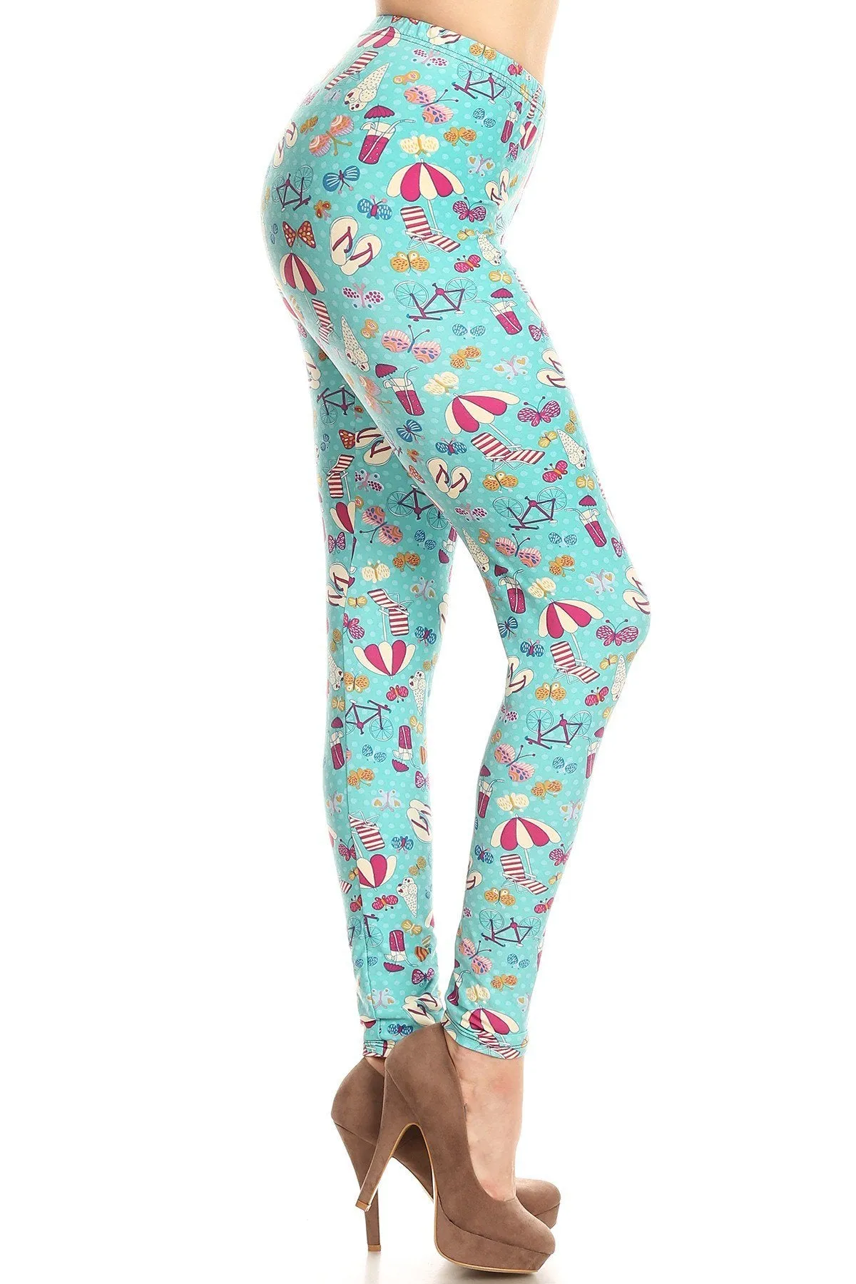 Women's Regular Summer Theme Vacation Pattern Printed Leggings