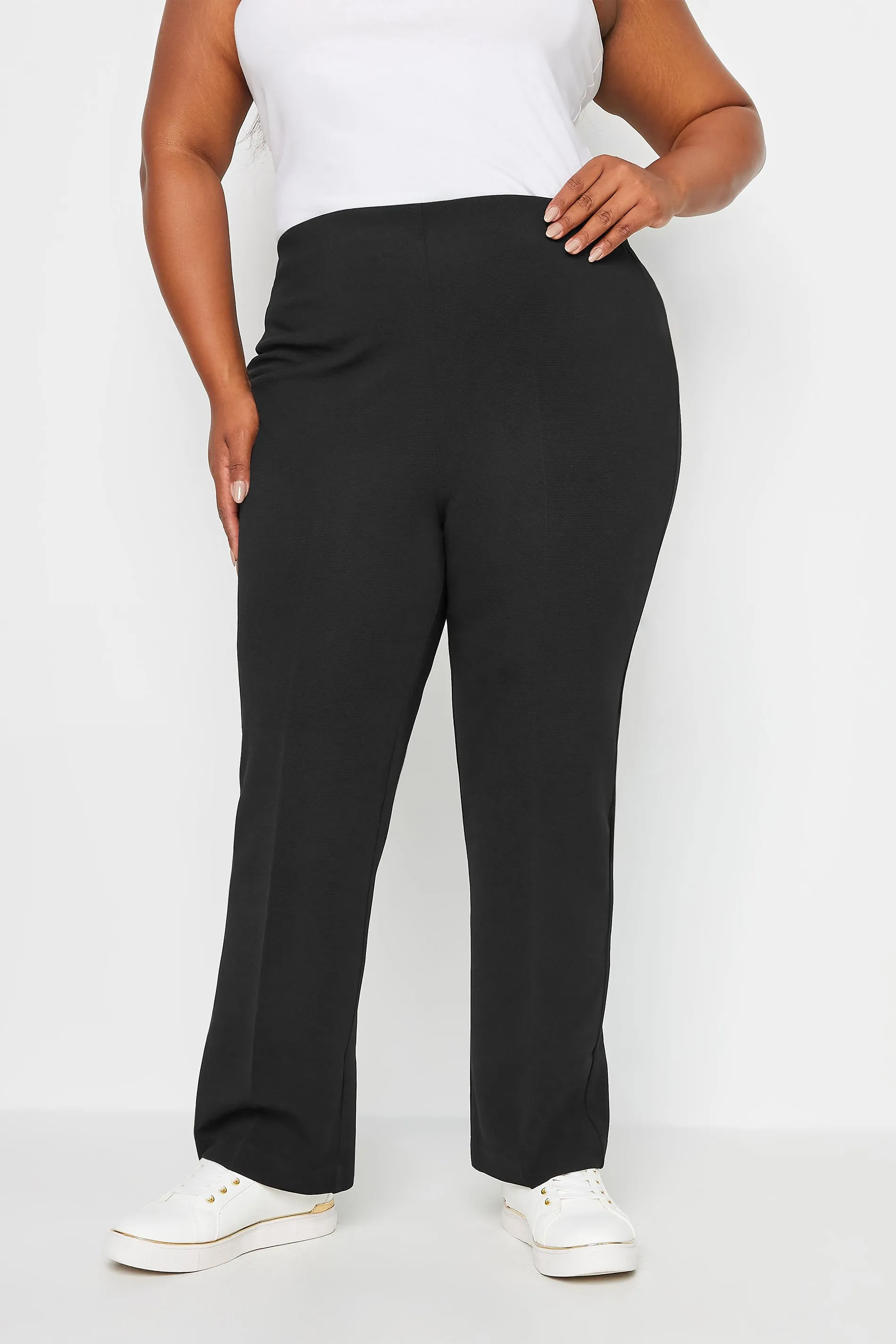 YOURS BESTSELLER Curve Black Pull On Ribbed Bootcut Stretch Trousers