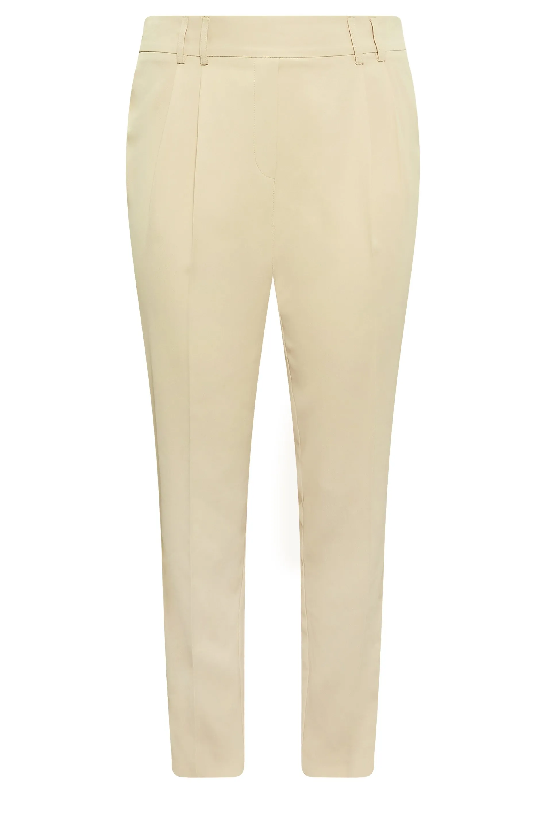 YOURS Curve Beige Brown Double Belted Tapered Trousers