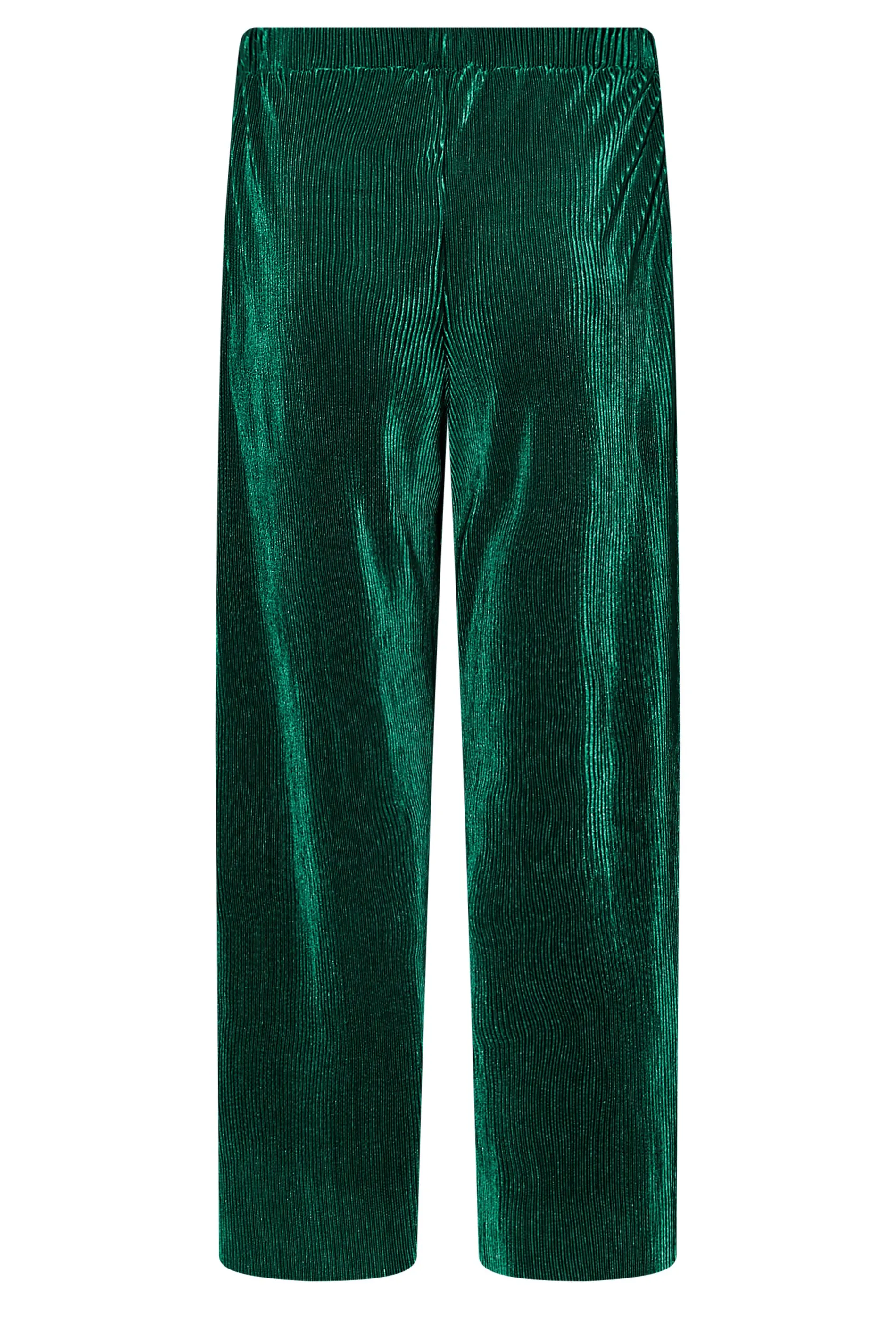 YOURS Curve Emerald Green Stretch Plisse Wide Leg Trousers